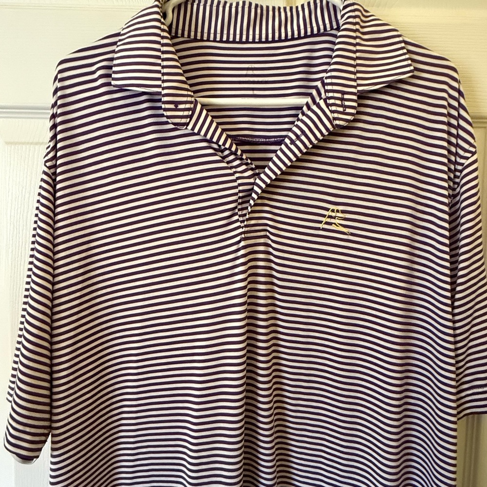 Rhoback Navy and White Striped Polo Shirt